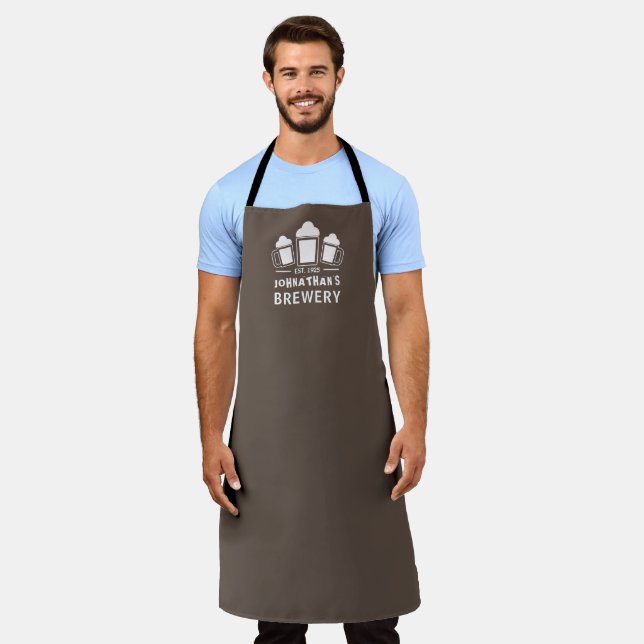 Funny Personalised Beer Brewery Apron (Worn)