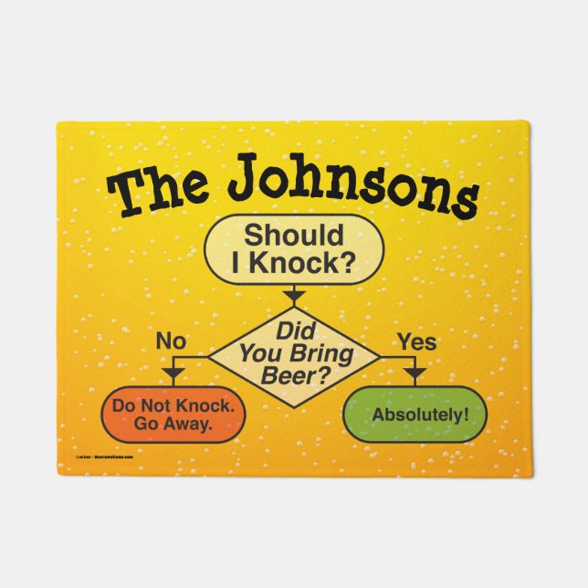 Funny Personalised Beer Flow Chart Doormat (Front)