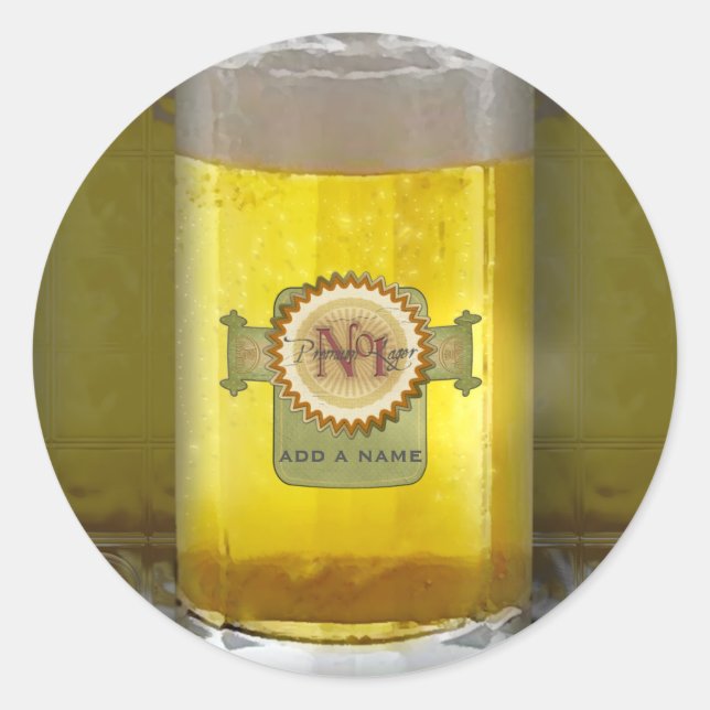 Funny Personalised Beer Glass Classic Round Sticker (Front)