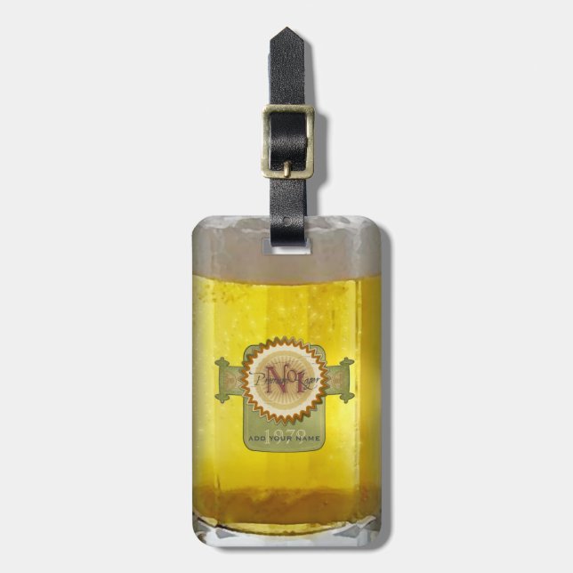 Funny Personalised Beer Glass Luggage Tag (Front Vertical)