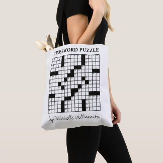 Funny Personalised Black White Crossword Puzzle Tote Bag