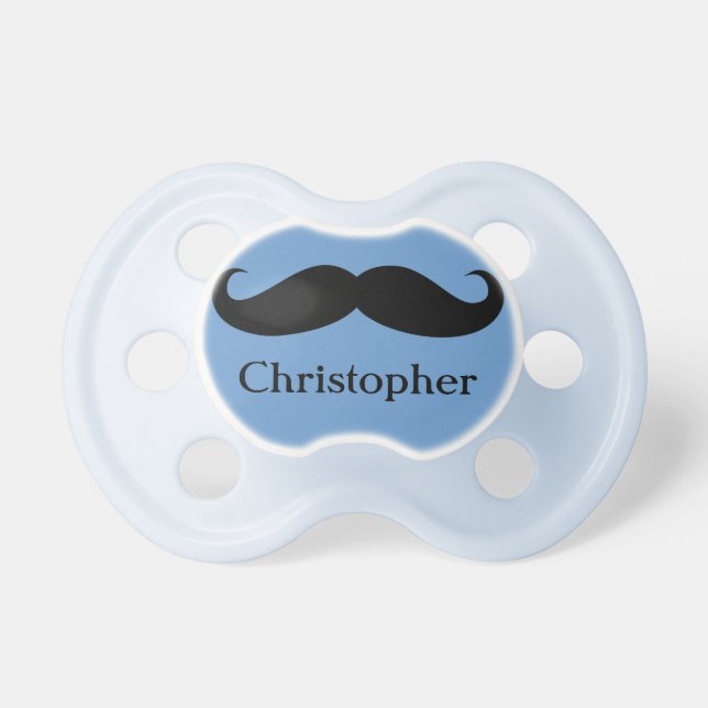 Funny Personalised Blue Moustache Pacifier (Front)