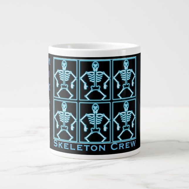 Funny Personalised Blue "Skeleton Crew" Large Coffee Mug (Front)