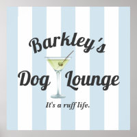Funny Personalised Blue Stripe Dog Lounge