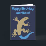 Funny Personalised Blue-Tailed Skink Birthday Card<br><div class="desc">This funny birthday card features an illustration of a blue-tailed skink. The front of this card reads "Happy Birthday, (to your recipient)" and the inside reads "Hope you don't party your tail off!" All the text on this card can be personalised, edited or removed using the fill in the blank...</div>