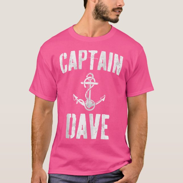Funny Personalised Boating First Name Captain Dave T-Shirt (Front)