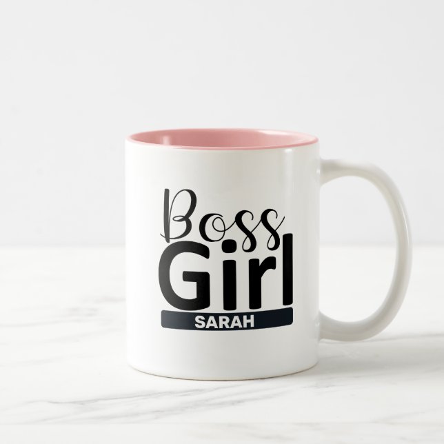 Funny Personalised Boss Girl Gift Two-Tone Coffee Mug (Right)