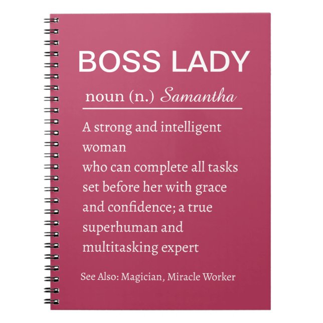 Funny Personalised Boss Lady Definition Notebook (Front)