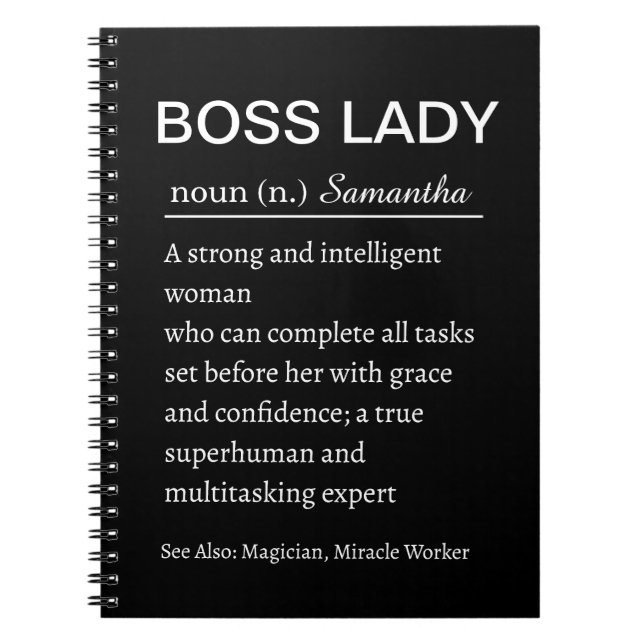 Funny Personalised Boss Lady Definition Notebook (Front)
