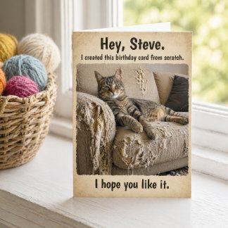 Funny Personalised Cat Couch Birthday Card