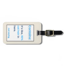 Funny Personalised Cat Parent Luggage Tag Blue