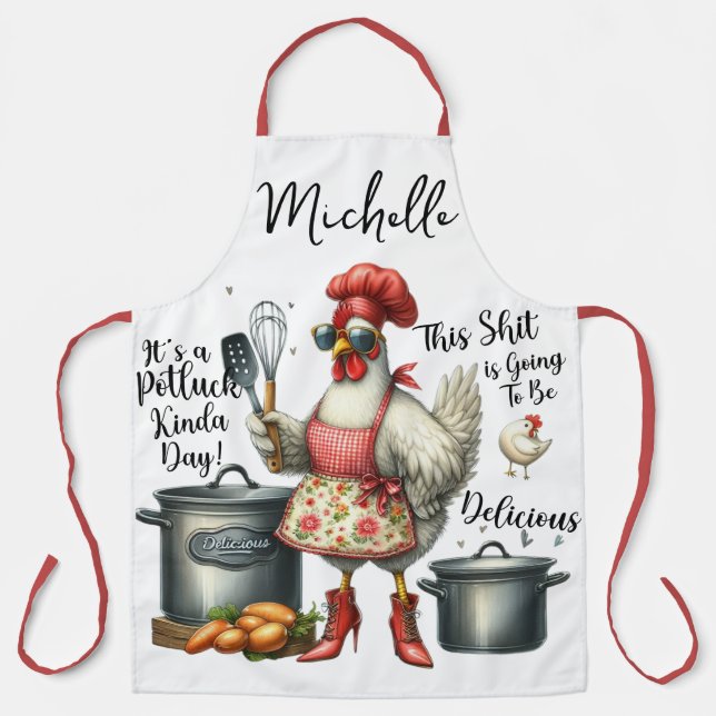 Funny Personalised Chicken Saying Apron (Front)