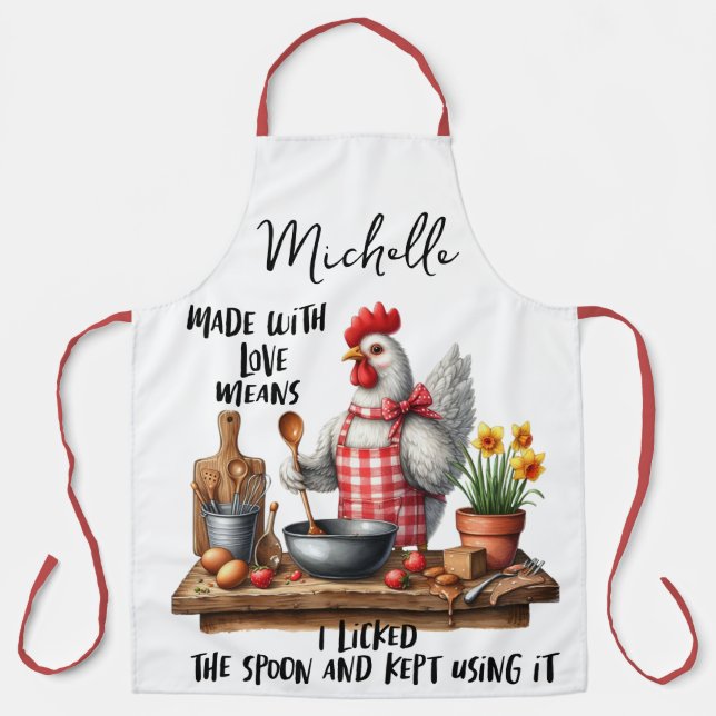 Funny Personalised Chicken Saying Apron (Front)