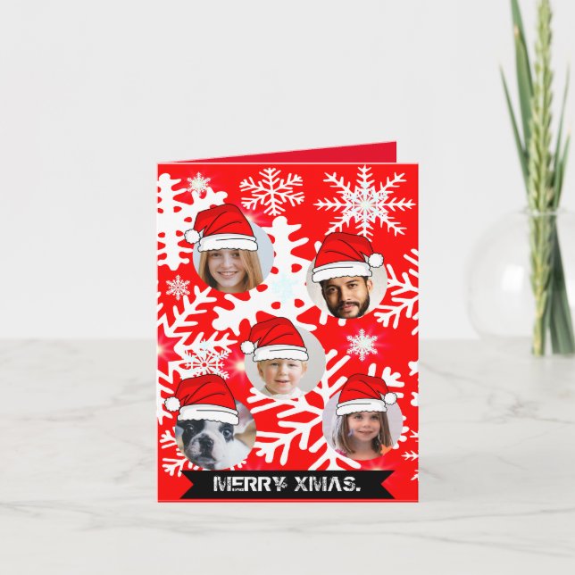 Funny personalised Christmas hats face in hole Invitation (Front)