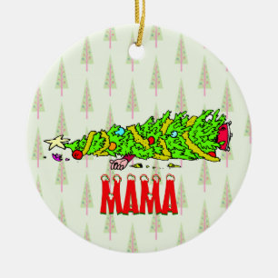 Funny Personalised Christmas Tree Cartoon Ceramic Tree Decoration