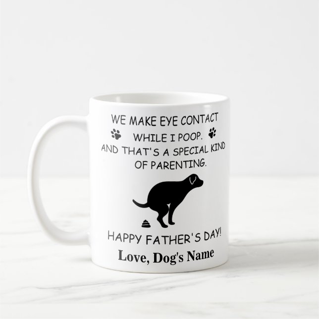 Funny Personalised Dog Dad, Dog Poop Father's day Coffee Mug (Left)