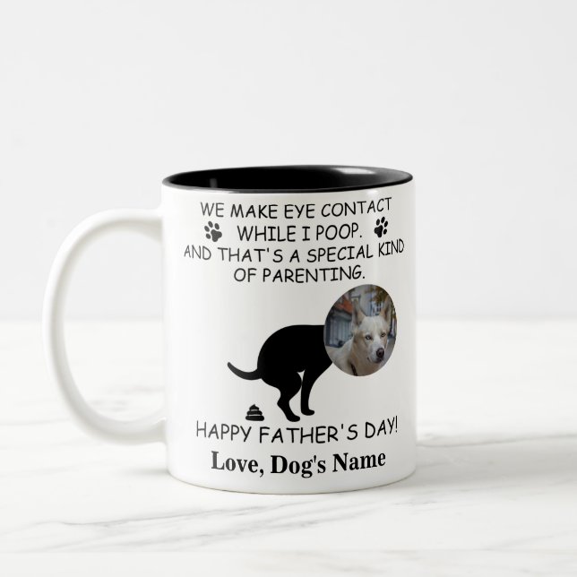 Funny Personalised Dog Dad, Dog Poop Father's day Two-Tone Coffee Mug (Left)