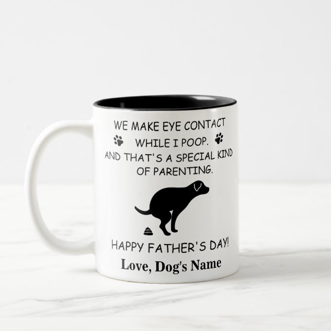 Funny Personalised Dog Dad, Dog Poop Father's day Two-Tone Coffee Mug (Left)