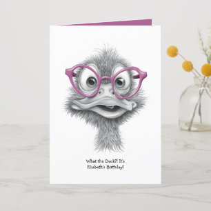Funny Personalised Duck Hand Drawn Birthday Thank You Card