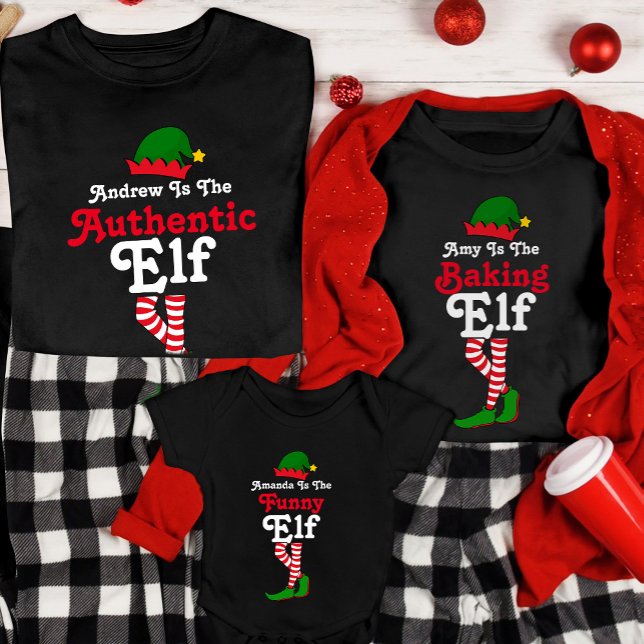 Funny Personalised Elf Squad Matching Christmas T-Shirt (Creator Uploaded)