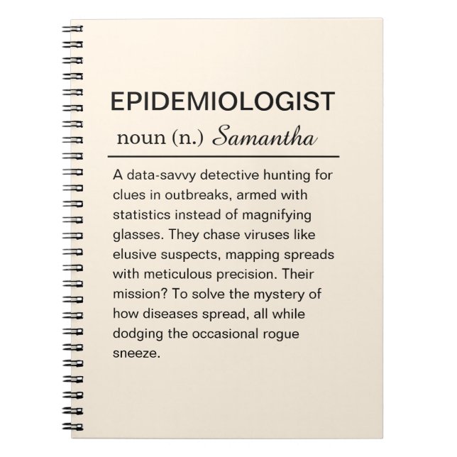 Funny Personalised Epidemiologist Definition Notebook (Front)