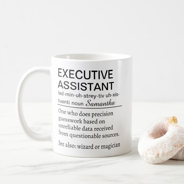 Funny Personalised Executive Assistant Definition  Coffee Mug (With Donut)