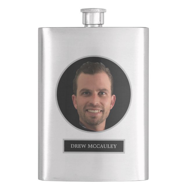 FUNNY Personalised Face Photo Groomsman Gift Hip Flask (Front)