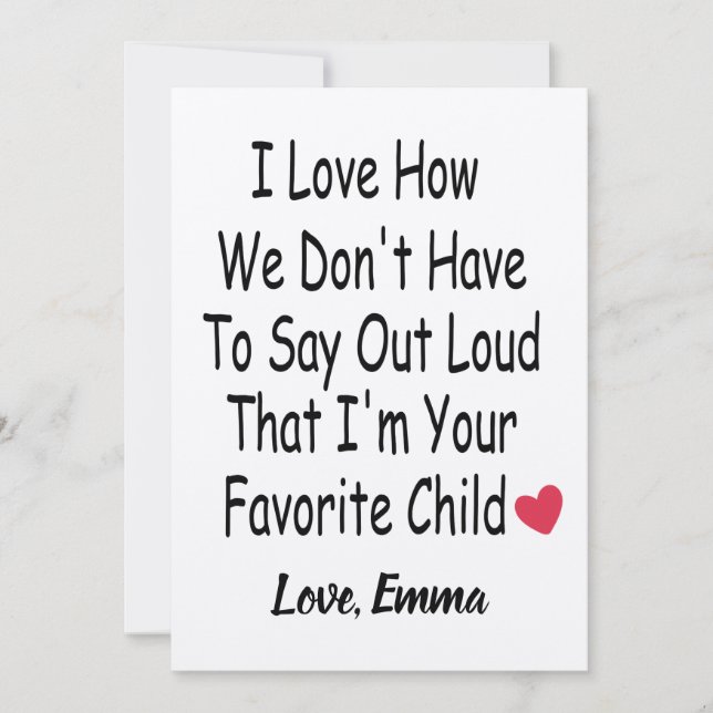 funny Personalised gift from Child for mum or dad  Holiday Card (Front)