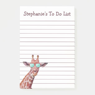 Funny Personalised Giraffe To Do List White Lined Post-it Notes