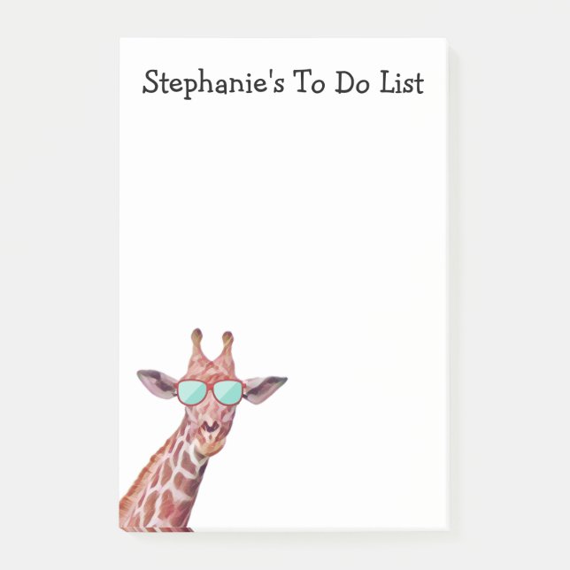 Funny Personalised Giraffe To Do List White Post-it Notes (Front)