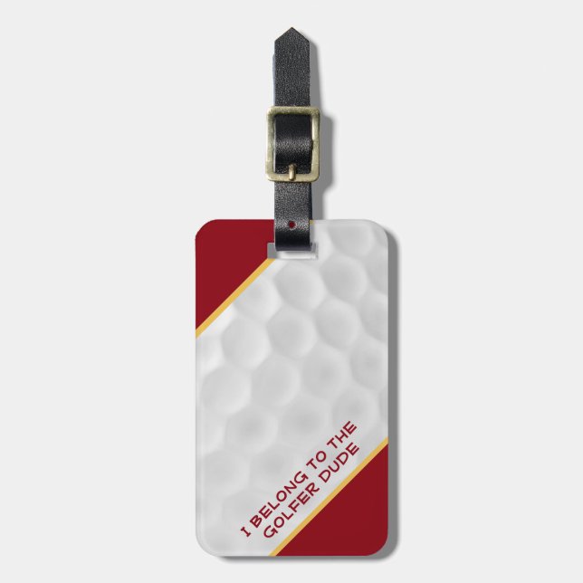 Funny Personalised Golf Ball Luggage Tag (Front Vertical)