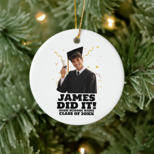 Funny Personalised Graduation Party Custom Photo Ceramic Tree Decoration