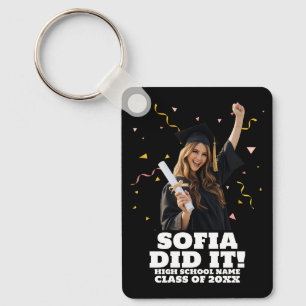 Funny Personalised Graduation Party Custom Photo Key Ring