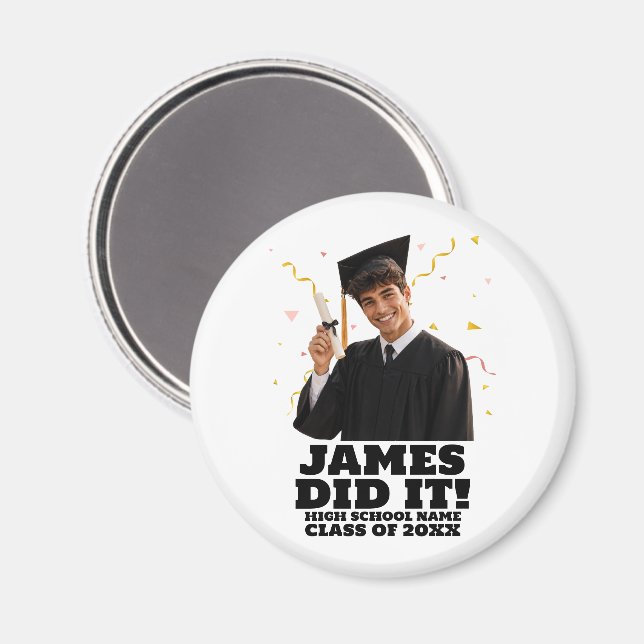 Funny Personalised Graduation Party Custom Photo Magnet (Front/Back)