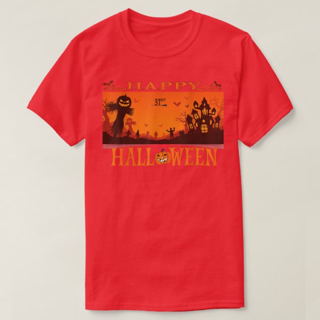 Funny Personalised happy halloween Cool All Saints T-Shirt (Design Front)