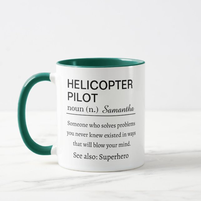 Funny Personalised Helicopter Pilot Definition Mug (Left)