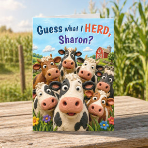 Funny Personalised Herd Cow Pun Birthday Card