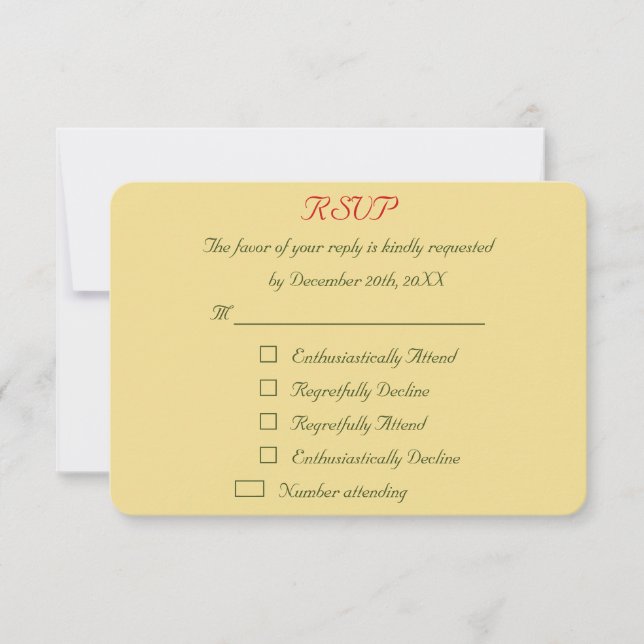 Funny Personalised Holiday Christmas Wedding RSVP Card (Front)