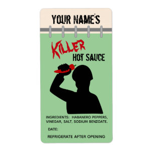 Funny Personalised Hot Sauce Labels Shower Killer