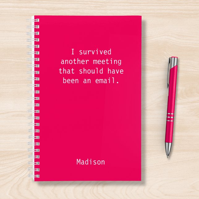 Funny Personalised I Survived Office Meeting Notebook (Creator Uploaded)