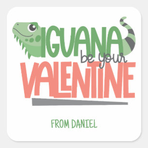 Funny Personalised Iguana Valentine Square Sticker