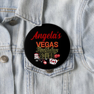 Funny Personalised Las Vegas Birthday Party Squad  10 Cm Round Badge