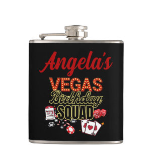 Funny Personalised Las Vegas Birthday Party Squad  Hip Flask