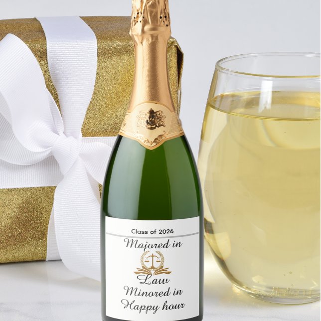 Funny personalised law graduation  sparkling wine label (Creator Uploaded)