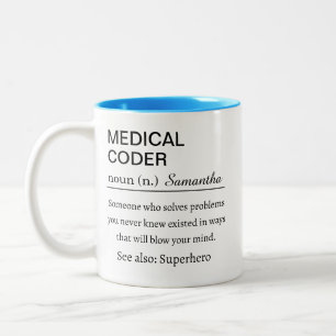 Funny Personalised Medical Coder Definition Two-Tone Coffee Mug