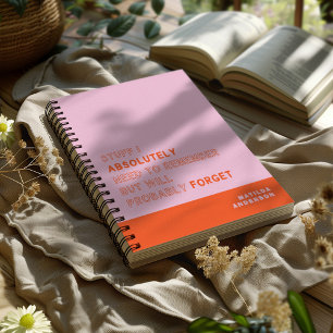 Funny Personalised Modern Pink Orange Custom Name Planner