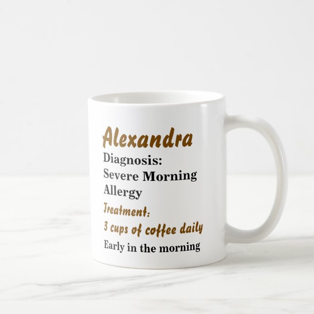 Funny Personalised Morning Allergy  Coffee Mug (Right)