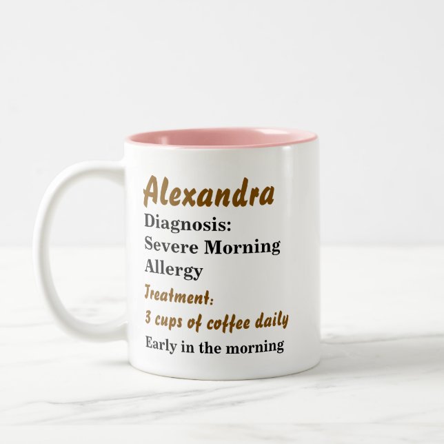 Funny Personalised Morning Allergy  Two-Tone Coffee Mug (Left)