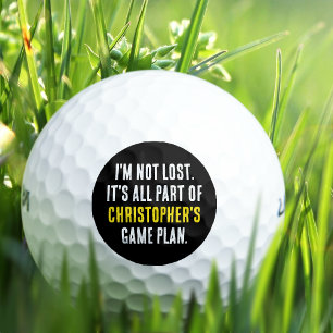 Funny Personalised Name Black Lost Golf Balls
