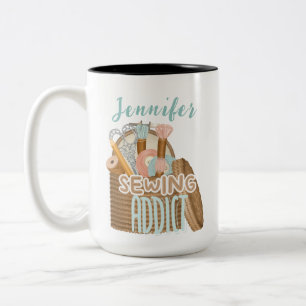 Funny Personalised Name Seamstress Sewing Addict Two-Tone Coffee Mug